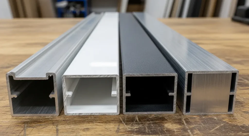 Échantillons de finitions aluminium thermolaqué et anodisé pour menuiserie